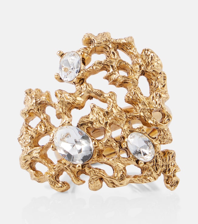 Coral Heart embellished ring | Oscar de la Renta