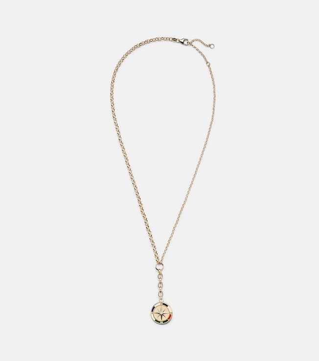 Internal Compass 18kt gold necklace with diamond and enamel | FoundRae