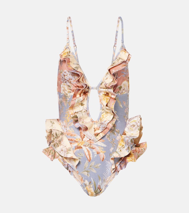 Tallow Waterfall ruffled floral swimsuit | Zimmermann