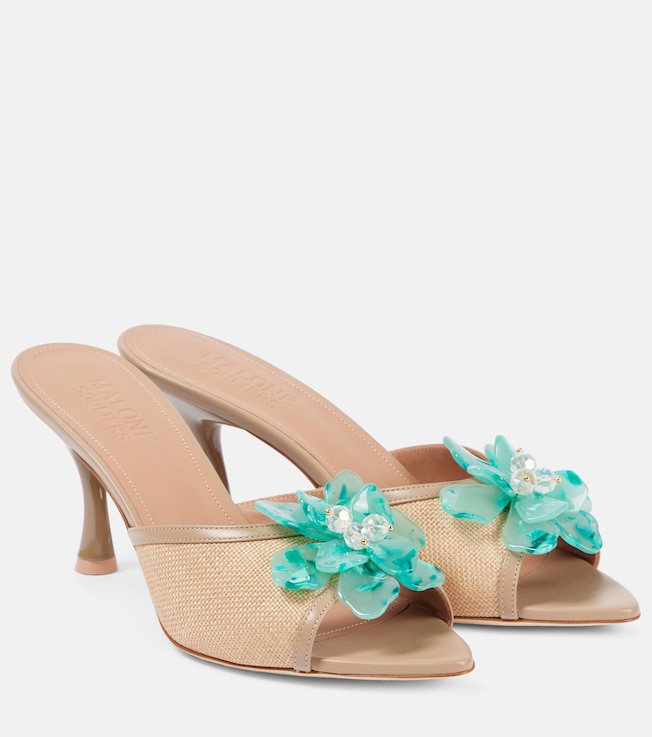 Cyd 70 embellished leather-trimmed mules | Malone Souliers