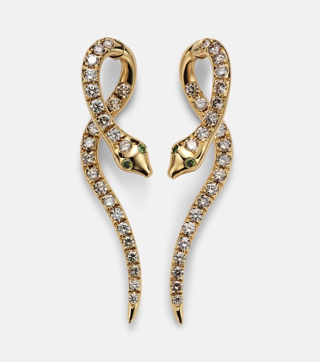 Boa 18kt gold earrings with diamonds | Ileana Makri
