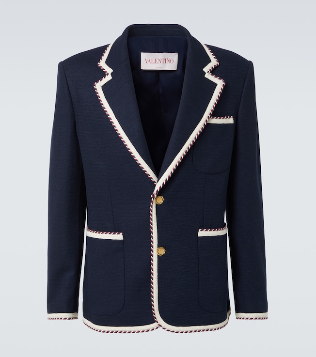 Cotton and linen-blend jersey blazer | Valentino