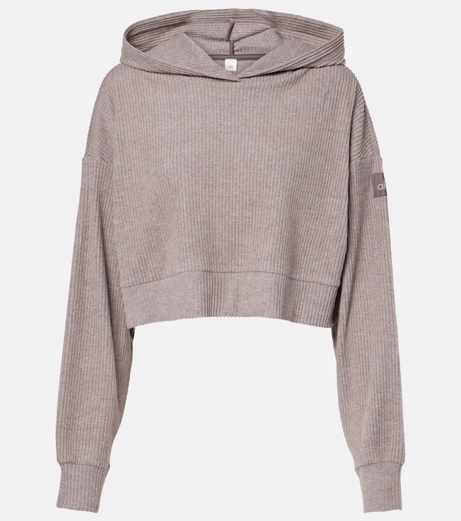 Muse ribbed-knit cropped hoodie | Alo Yoga