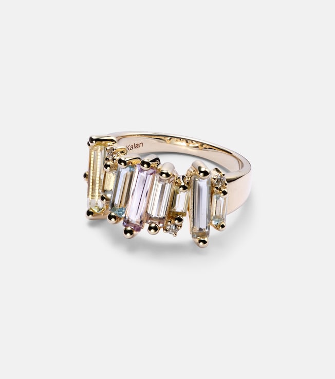 Pastel Rainbow 14kt gold ring with diamonds | Suzanne Kalan