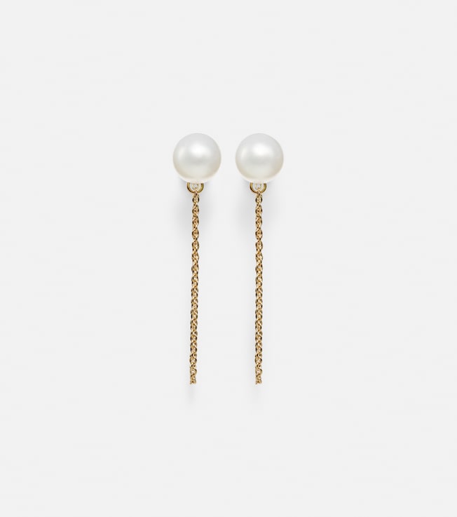 14kt gold drop earrings with pearls | Mateo