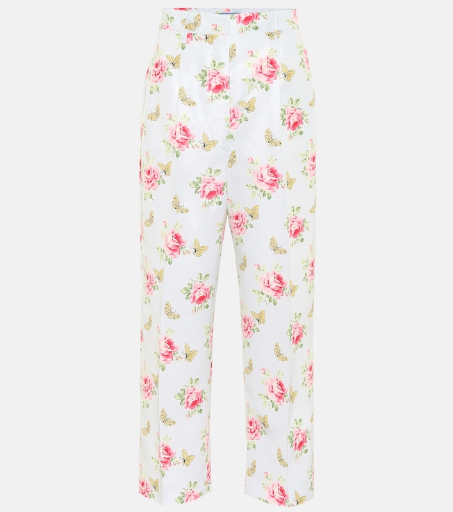 Floral high-rise silk pants | Prada