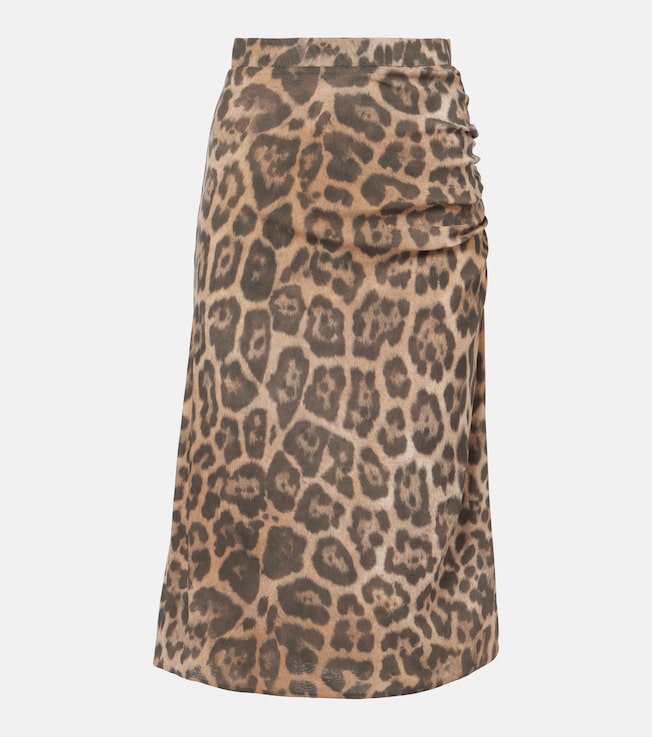 Leopard-printed ruched midi skirt | Stella McCartney