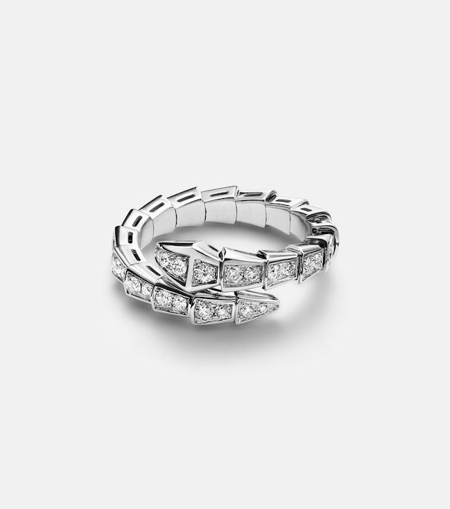 Serpenti Viper 18kt white gold ring with diamonds | Bvlgari