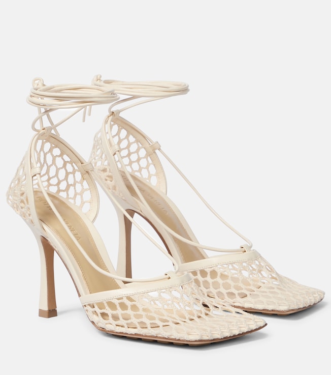 Stretch leather-trimmed mesh pumps | Bottega Veneta