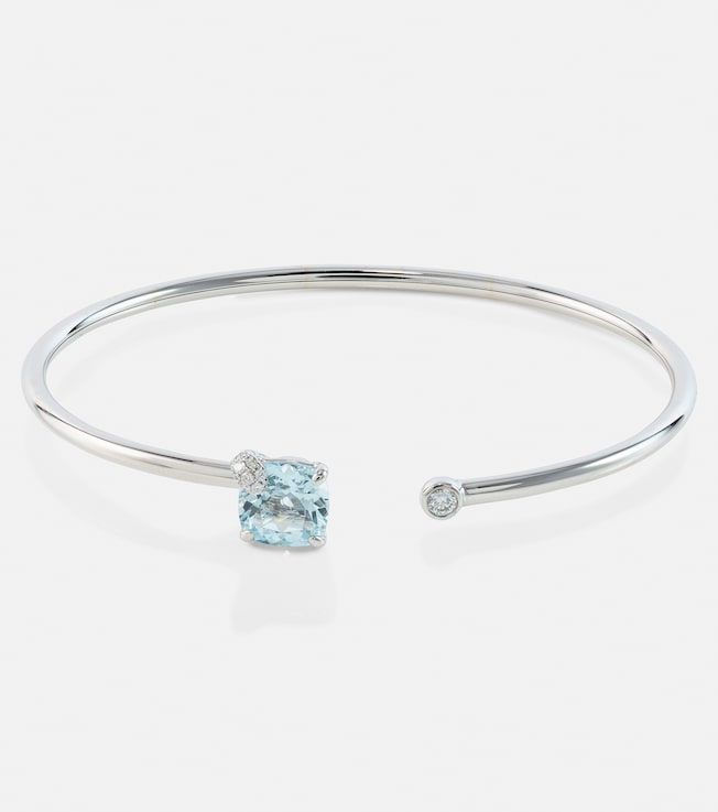 Peekaboo 18kt white gold cuff bracelet with aquamarine and diamonds | Bucherer Fine Jewellery