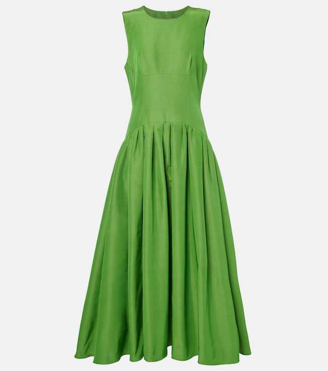 Pleated cotton-blend maxi dress | Carolina Herrera