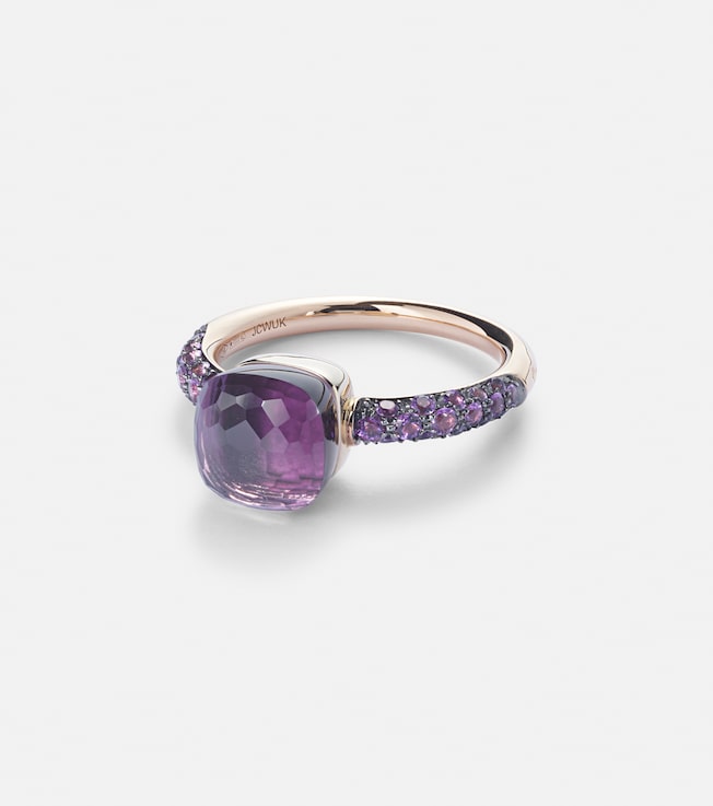 Nudo Petit 18kt rose and white gold ring with amethyst and jade | Pomellato