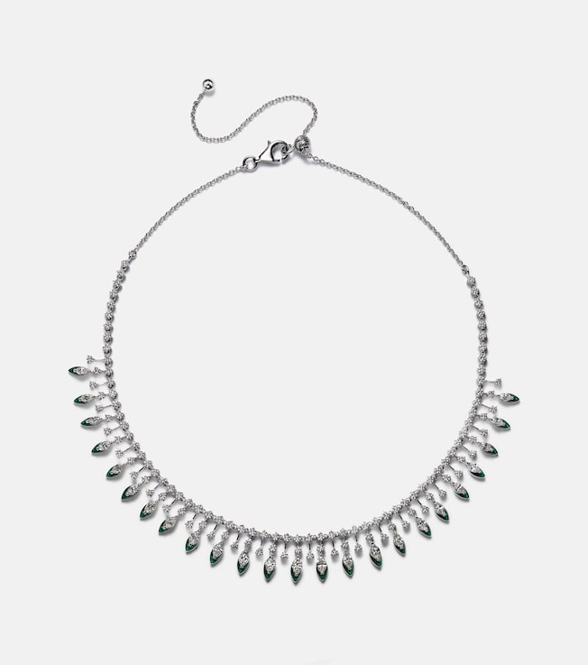 Drop 18kt gold choker with diamonds and enamel | Kamyen