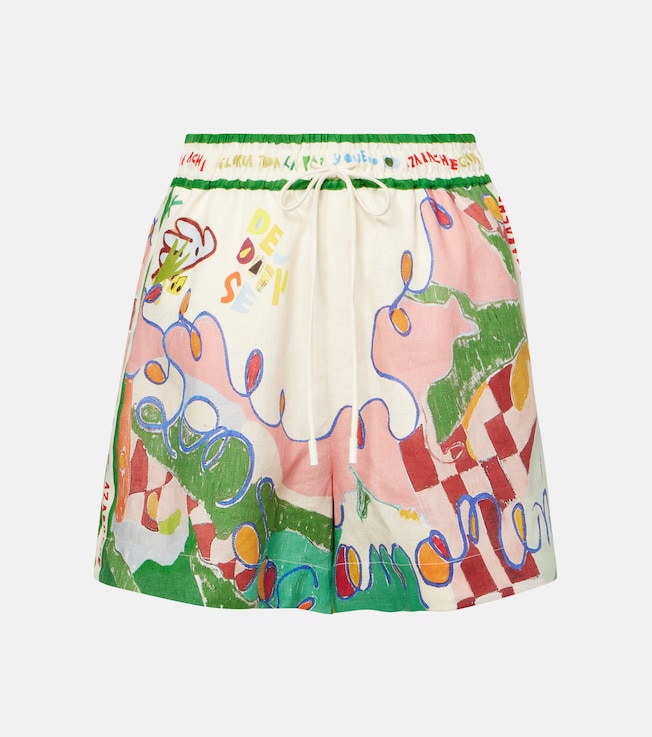 Nadia printed high-rise linen shorts | Alémais