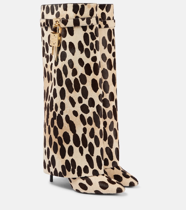 Shark Lock pony hair knee-high boots | Givenchy