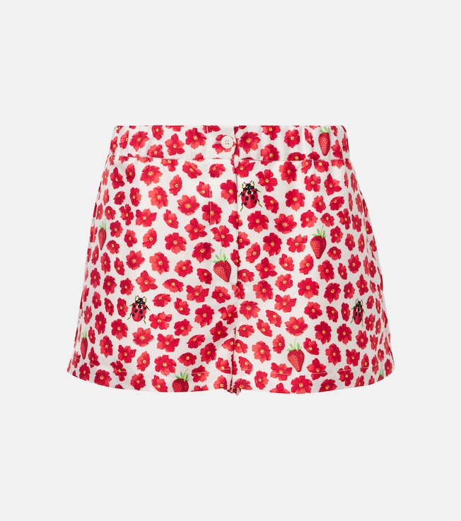 Floral printed silk twill shorts | Versace