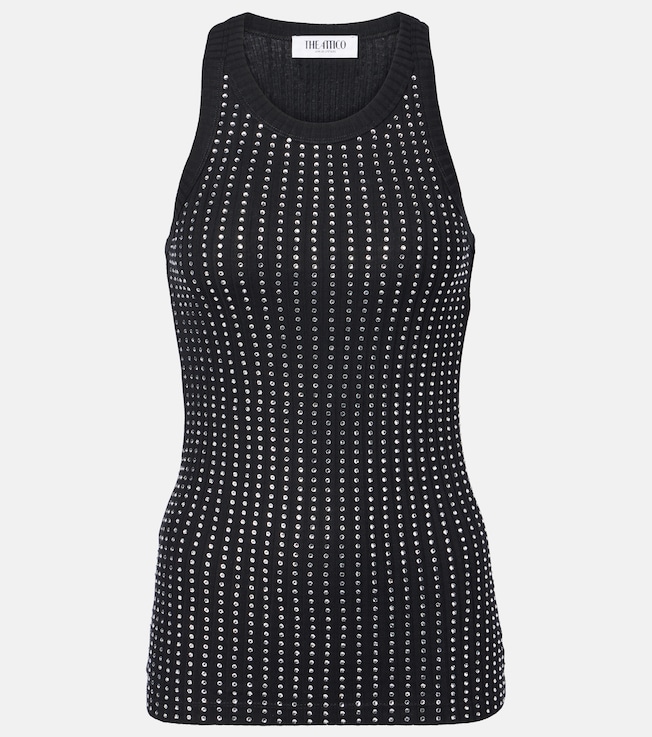 Crystal-embellished ribbed-knit tank top | The Attico