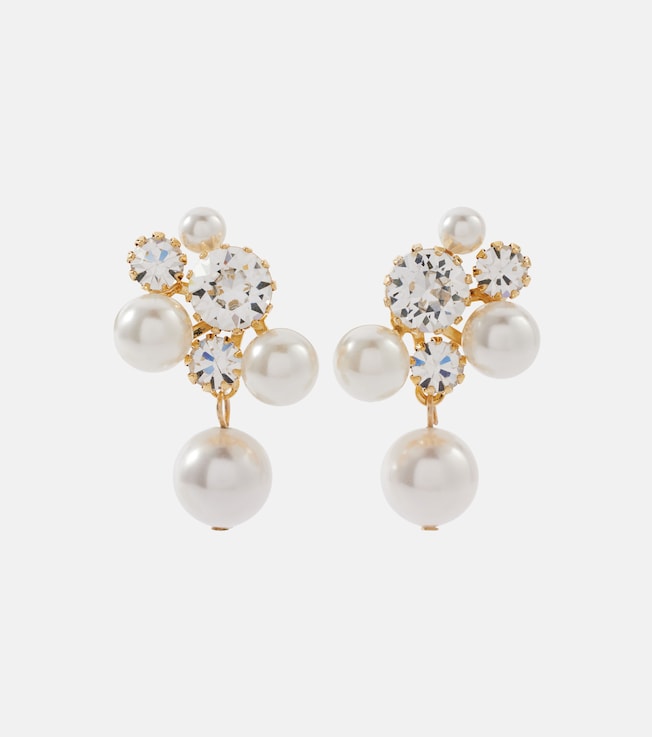 Bristol crystal-embellished faux pearls gold-plated stud earrings | Jennifer Behr