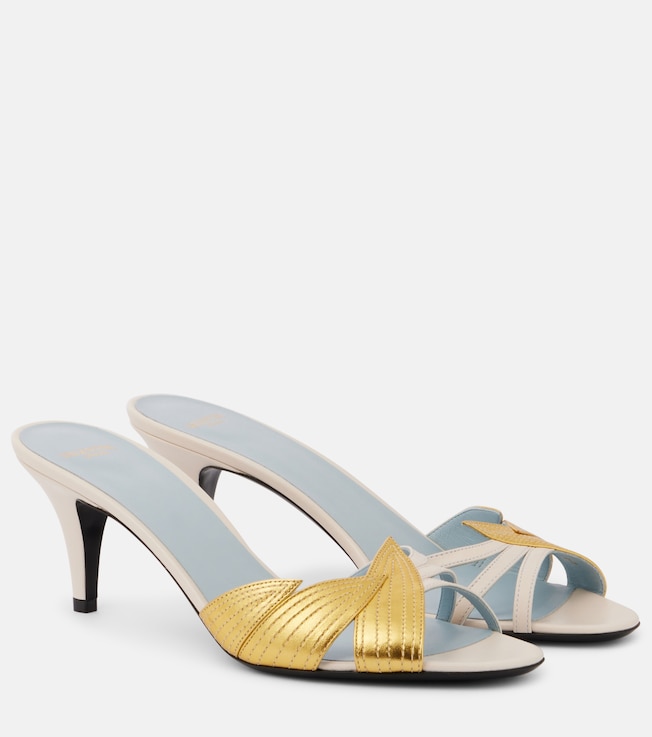 Foliefoliage metallic leather mules | Valentino Garavani