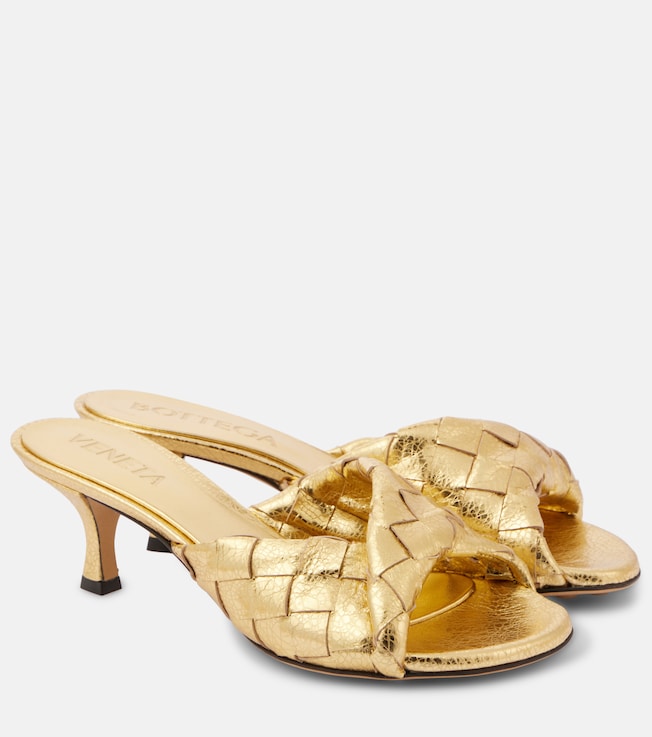 Blink Intrecciato 50 metallic leather mules | Bottega Veneta