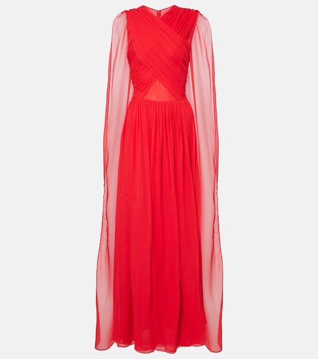 Seva gathered silk georgette gown | Costarellos