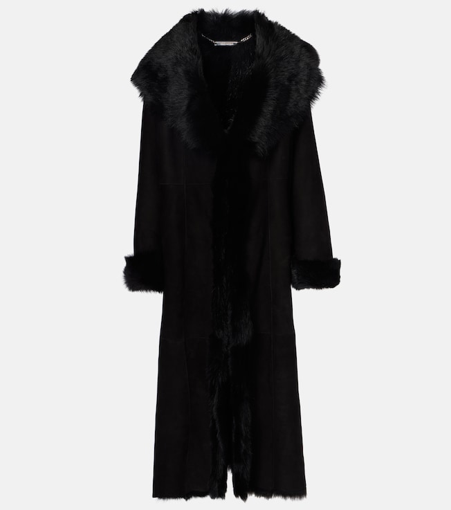 Marlene shearling-trimmed suede coat | Nour Hammour