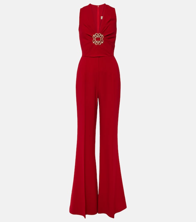 Gathered embellished cady jumpsuit | Elie Saab