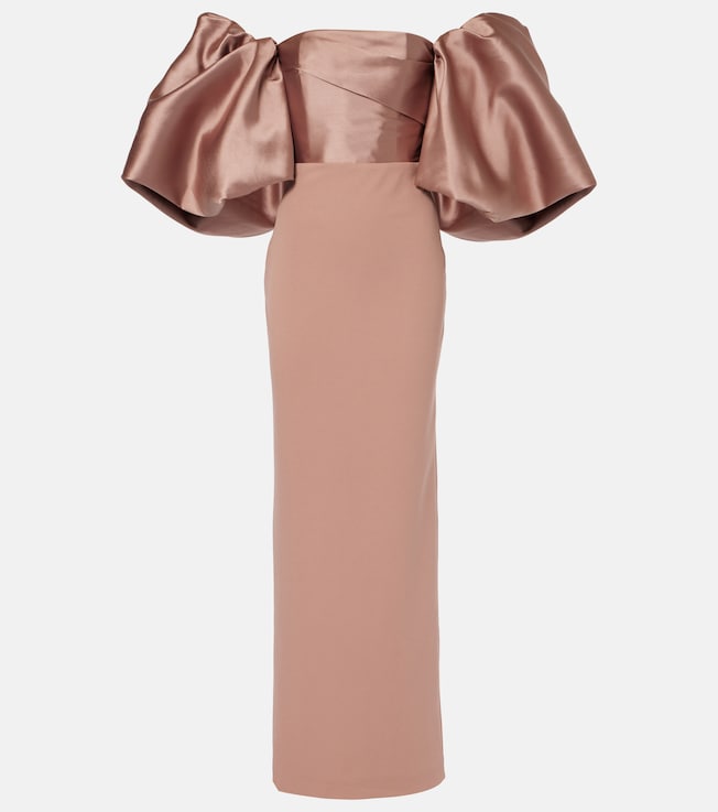 Floris satin-trimmed off-shoulder gown | Solace London