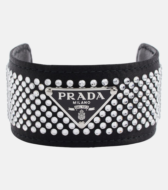 Crystal-embellished logo bracelet | Prada