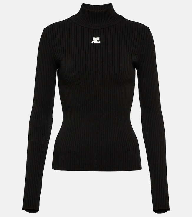 Logo ribbed-knit turtleneck sweater | Courrèges