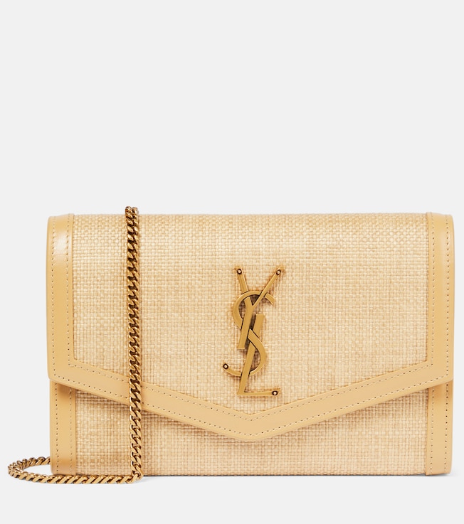 Uptown raffia wallet on chain | Saint Laurent