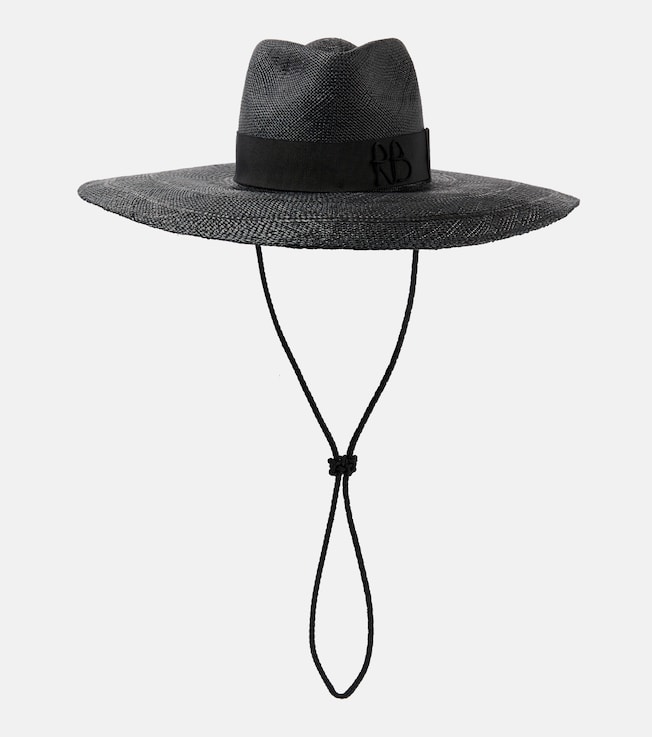 Leather-trimmed straw sun hat | Ruslan Baginskiy