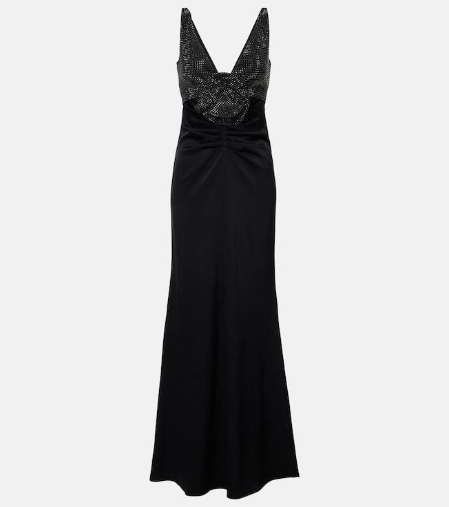 Floral-appliqué embellished satin crêpe gown | Roland Mouret