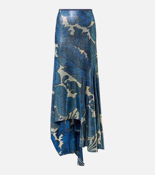 Printed asymmetric lamé maxi skirt | Etro
