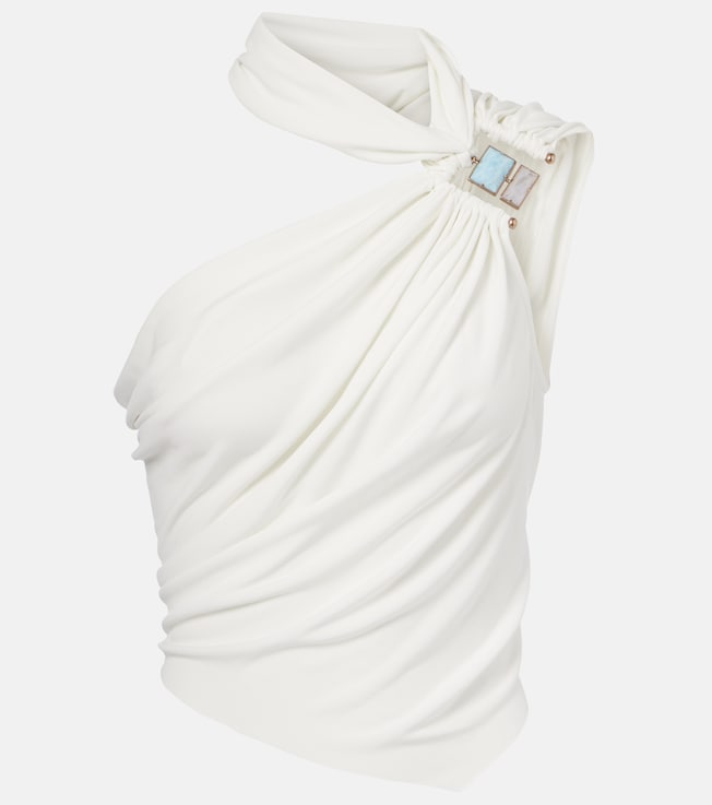 Bezel asymmetric halterneck crop top  | Christopher Esber