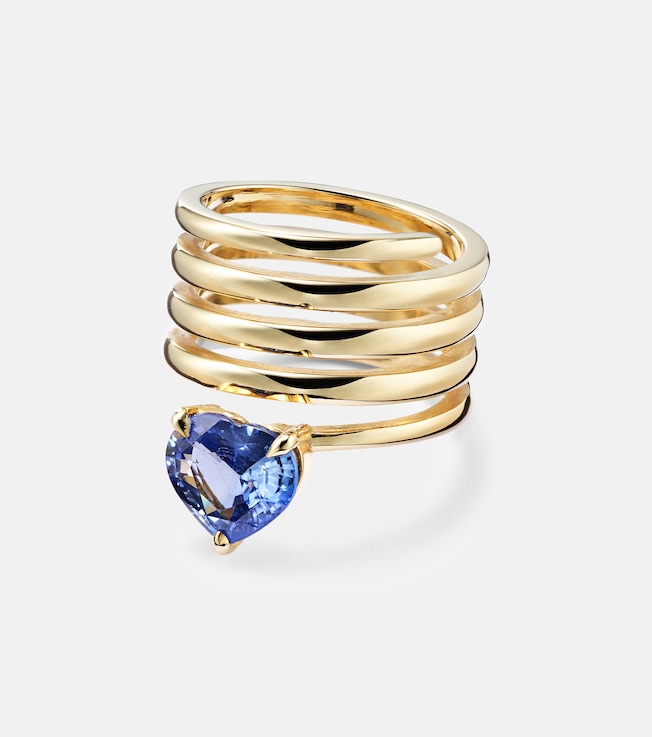 Heart Spiral 18kt gold ring with sapphire | Shay Jewelry