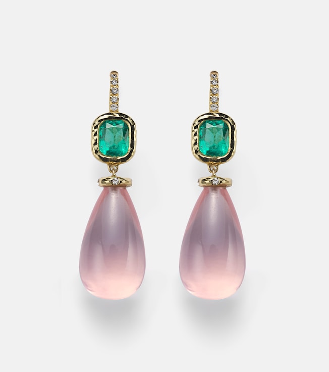 Rose Garden 18kt gold drop earrings with gemstones | Octavia Elizabeth