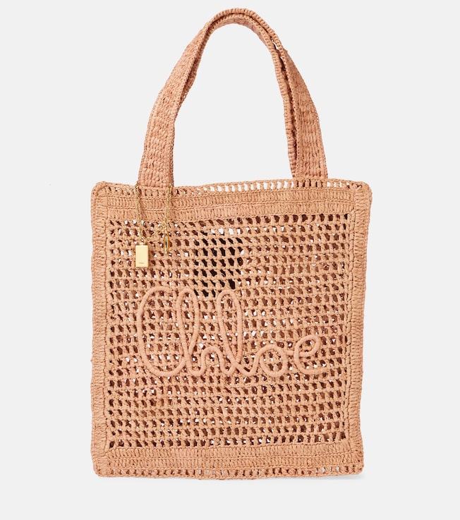 Summer Banana raffia-effect tote bag | Chloé