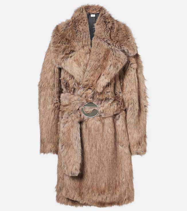 Belted faux fur coat | Coperni
