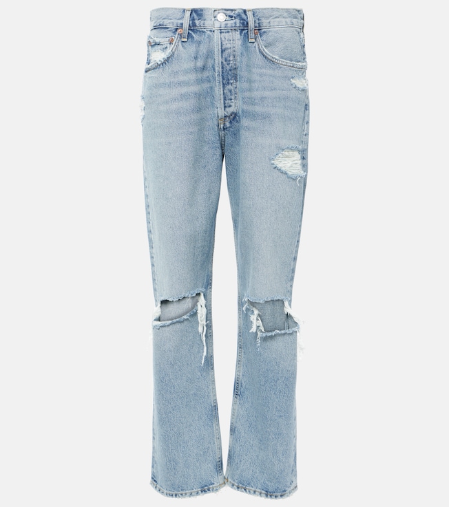 90s distressed mid-rise straight jeans | Agolde