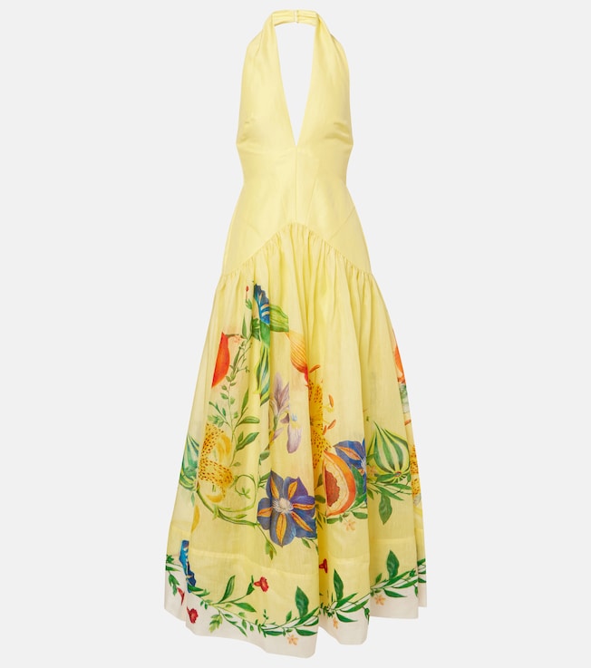 Dahlia floral linen-blend maxi dress | Alémais