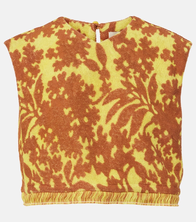 Amarillo printed cotton-blend crop top | Alémais