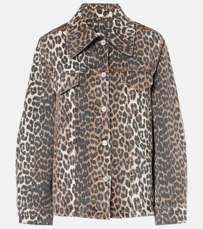 Leopard-print denim jacket | Ganni