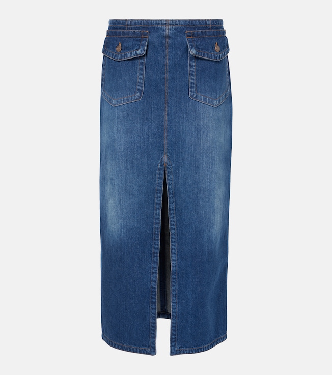Front-slit denim midi skirt | Chloé