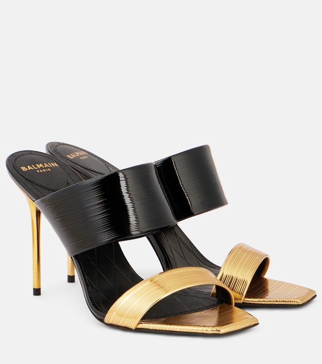 PB patent and mirrored leather mules | Balmain