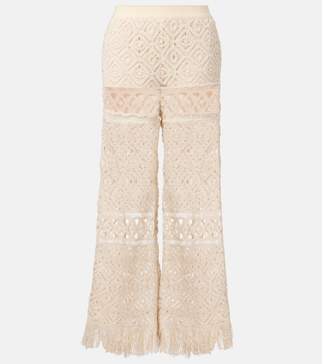 Lacey macramé cotton palazzo pants | La DoubleJ