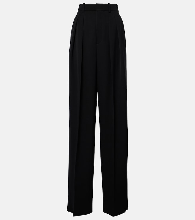High-rise wool Grain De Poudre tuxedo pants | Saint Laurent