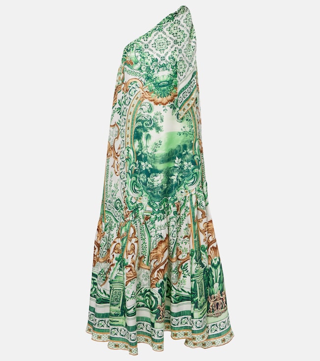 Printed one-shoulder silk maxi dress | Camilla