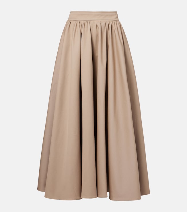 Gathered cotton gabardine midi skirt | Patou