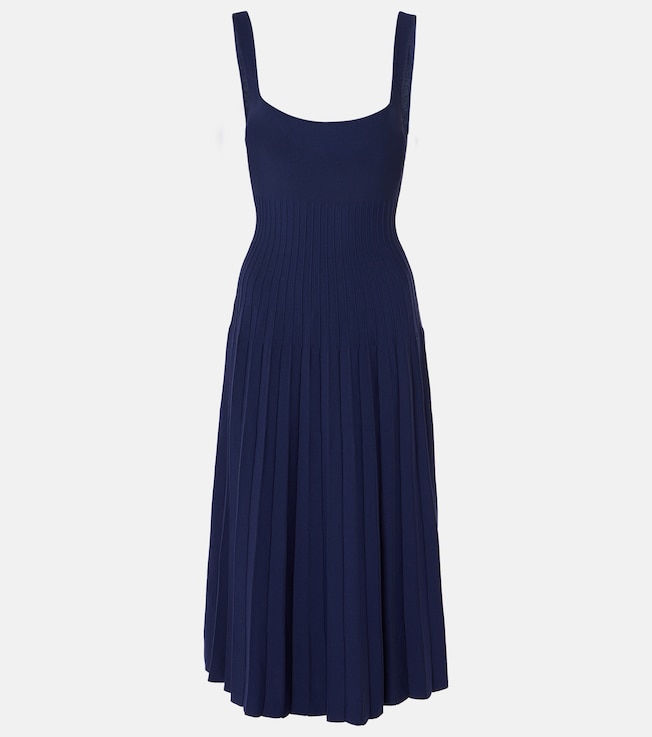 Ellison pleated compact-knit midi dress | Staud